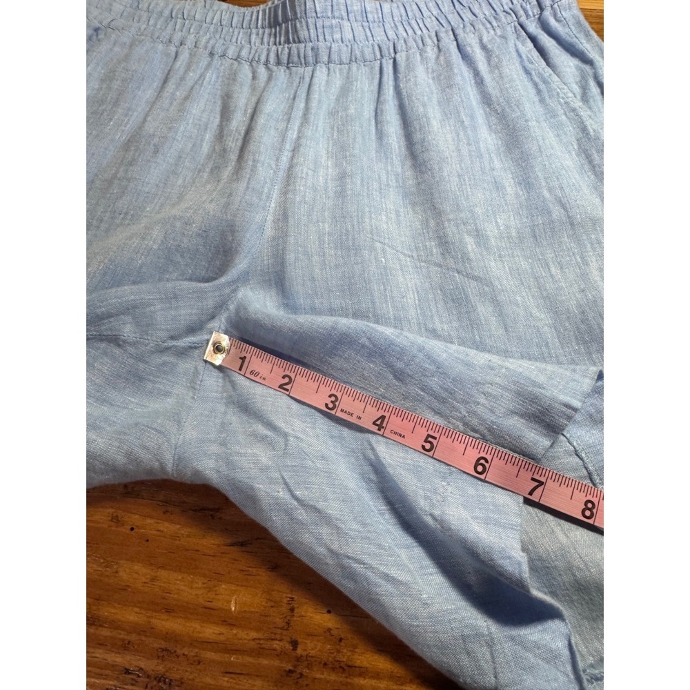 HIHO Men's 100% Linen Elastic Waist Resort Beach Shorts Blue‎ Men's Small - Picture 7 of 11